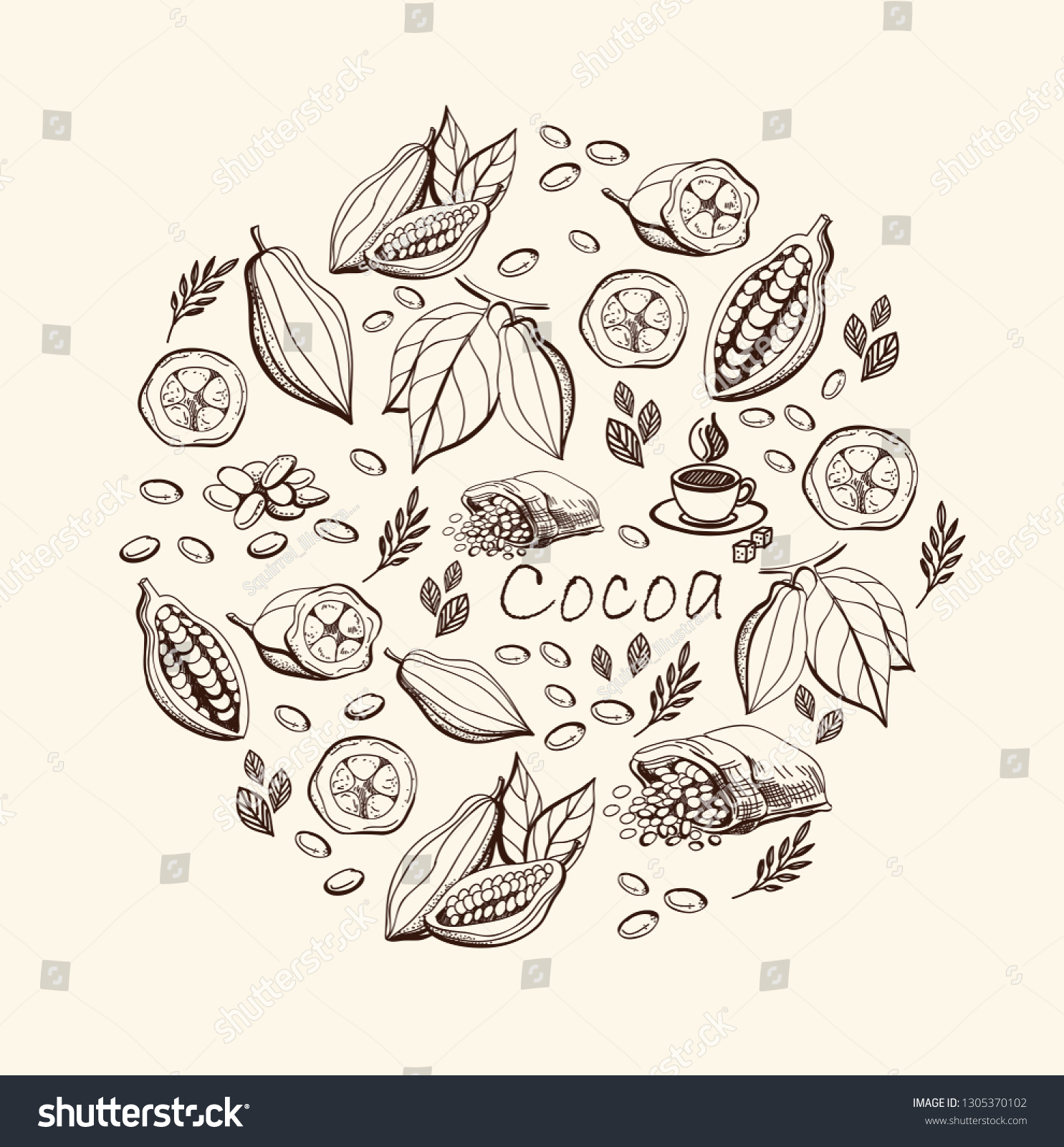 Hand Drawn Sketch Cocoa Product Vector Stock Vector (royalty Free 