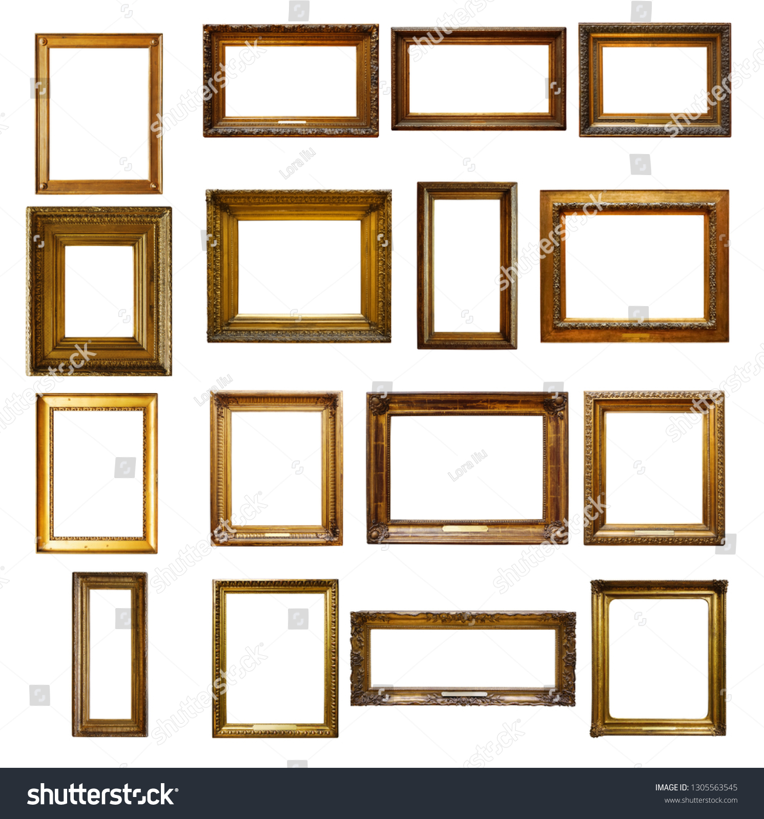 Set Three Vintage Golden Baroque Wooden Stock Photo 1305563545 ...