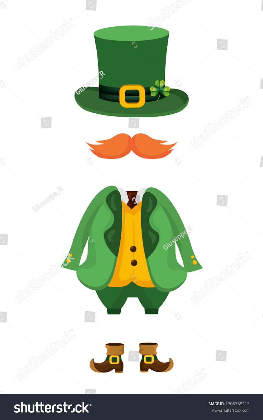 Leprechaun Dwarf Outfit Stock Vector (Royalty Free) 1305755212 ...