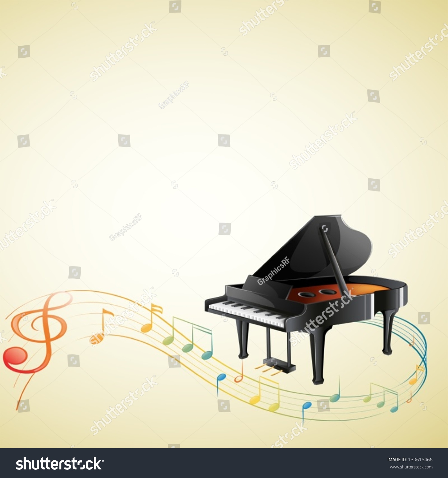 Illustration Piano Gclef Musical Notes On Stock Vector (Royalty Free ...