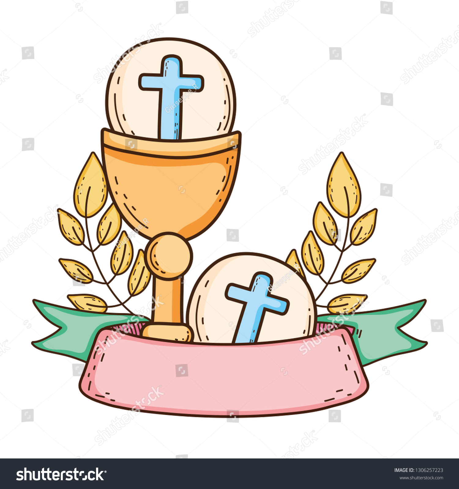 Sacred Chalice First Communion Stock Vector (Royalty Free) 1306257223 ...