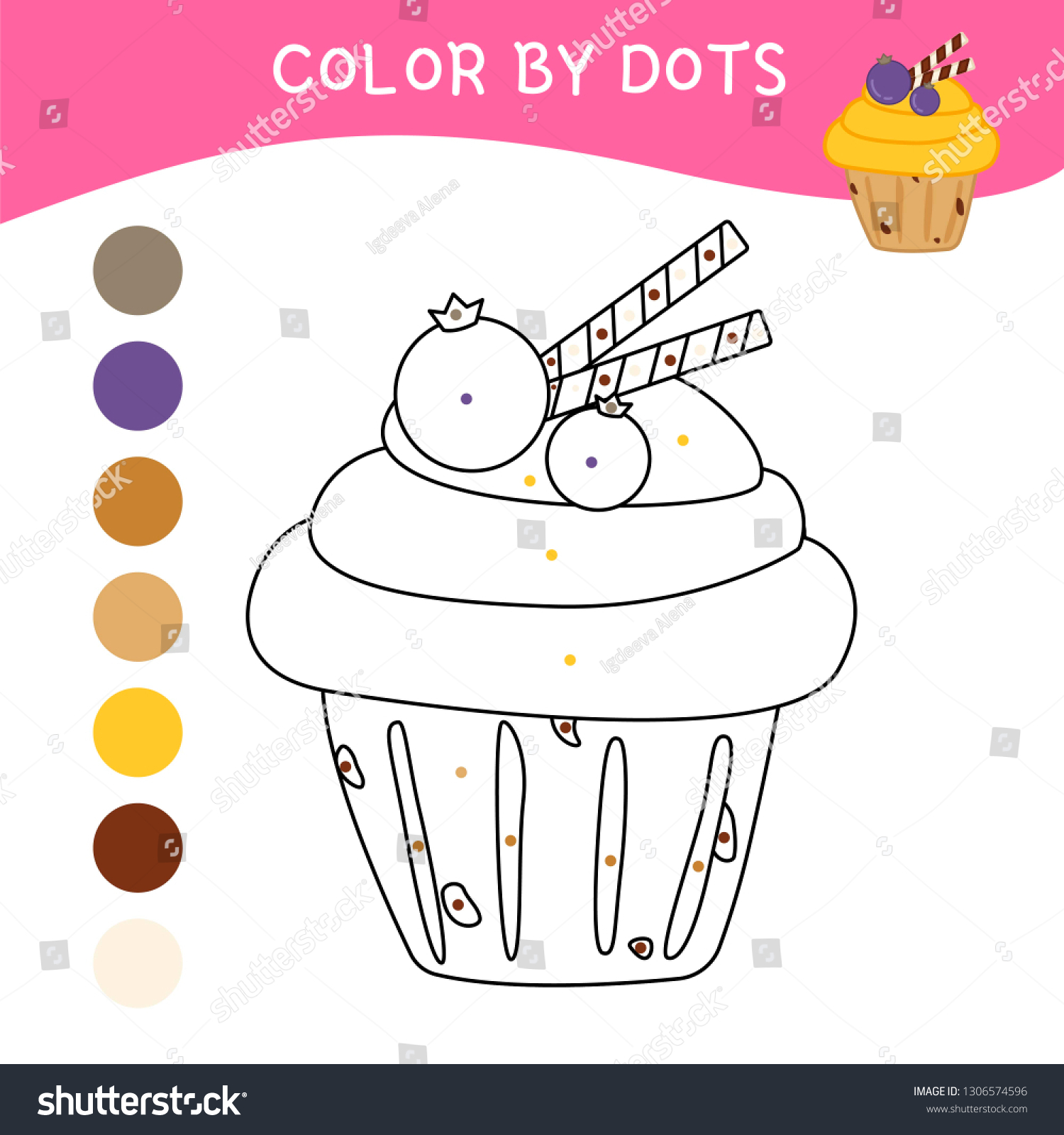 Coloring Book Children Cartoon Cute Cake Stock Vector (Royalty Free ...