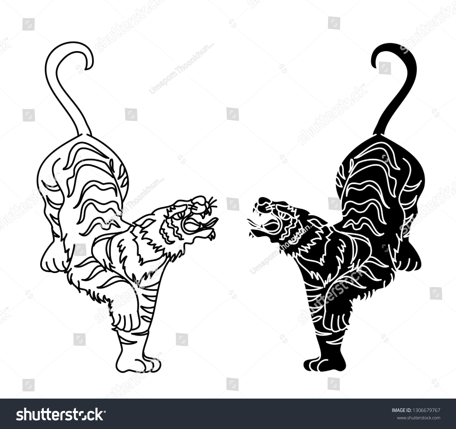 Tiger Sticker Tattoo Design Cartoon Tiger Stock Vector (Royalty Free ...