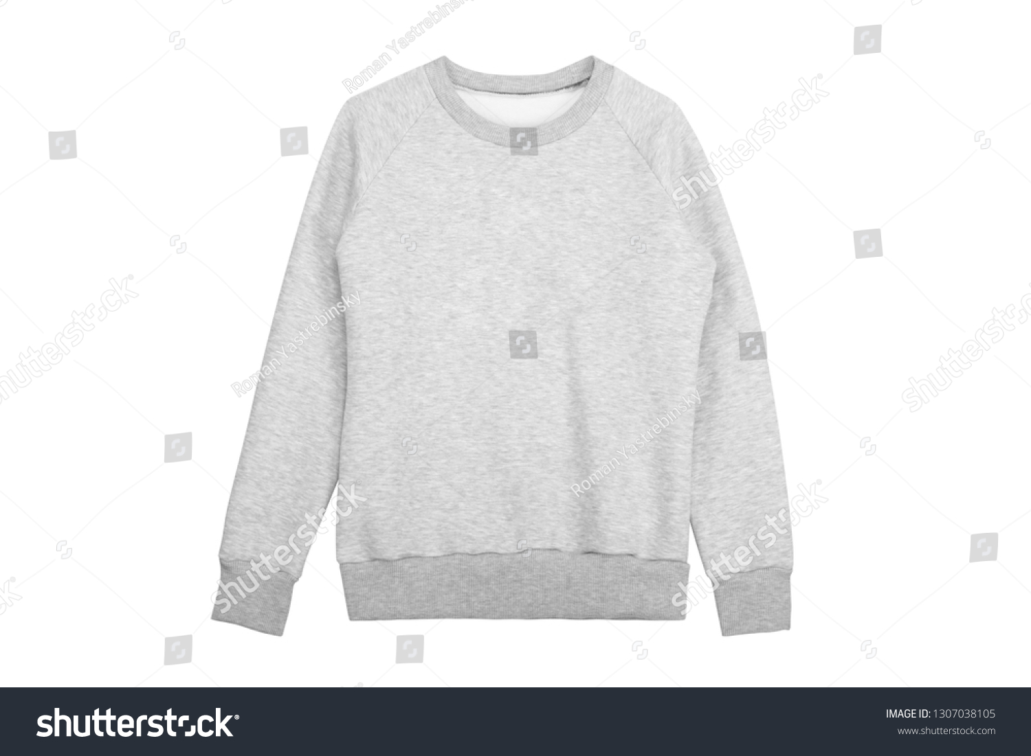 Gray Pullover Isolated On White Background Stock Photo 1307038105 ...