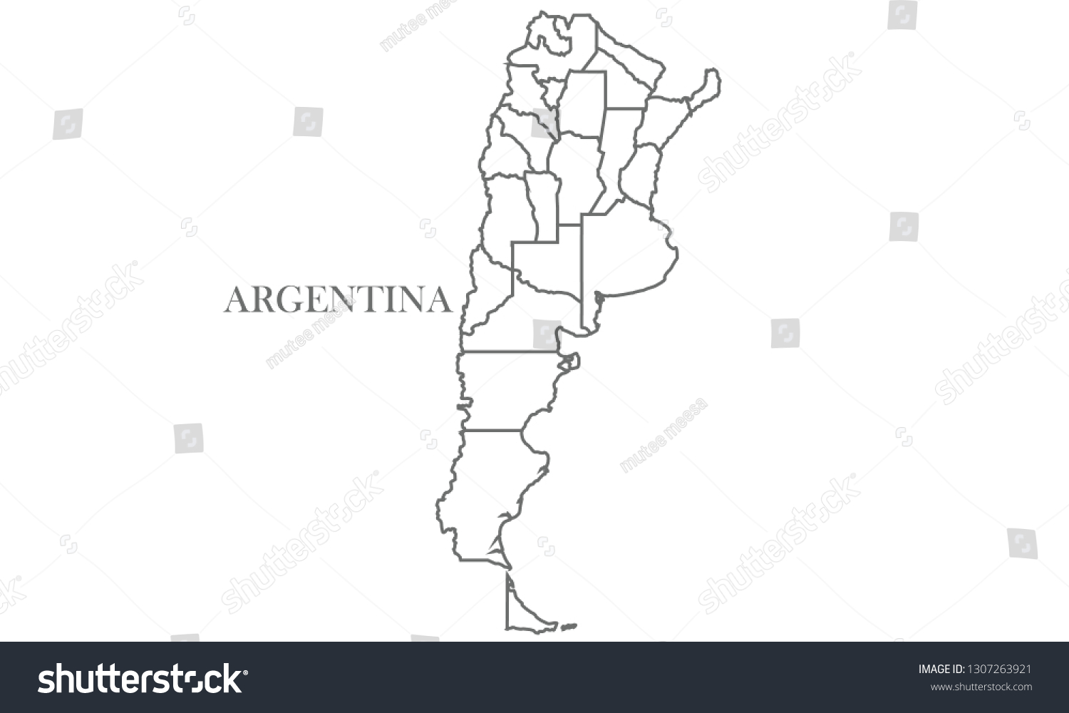 Argentina Gray Line Map Stock Vector (Royalty Free) 1307263921 ...