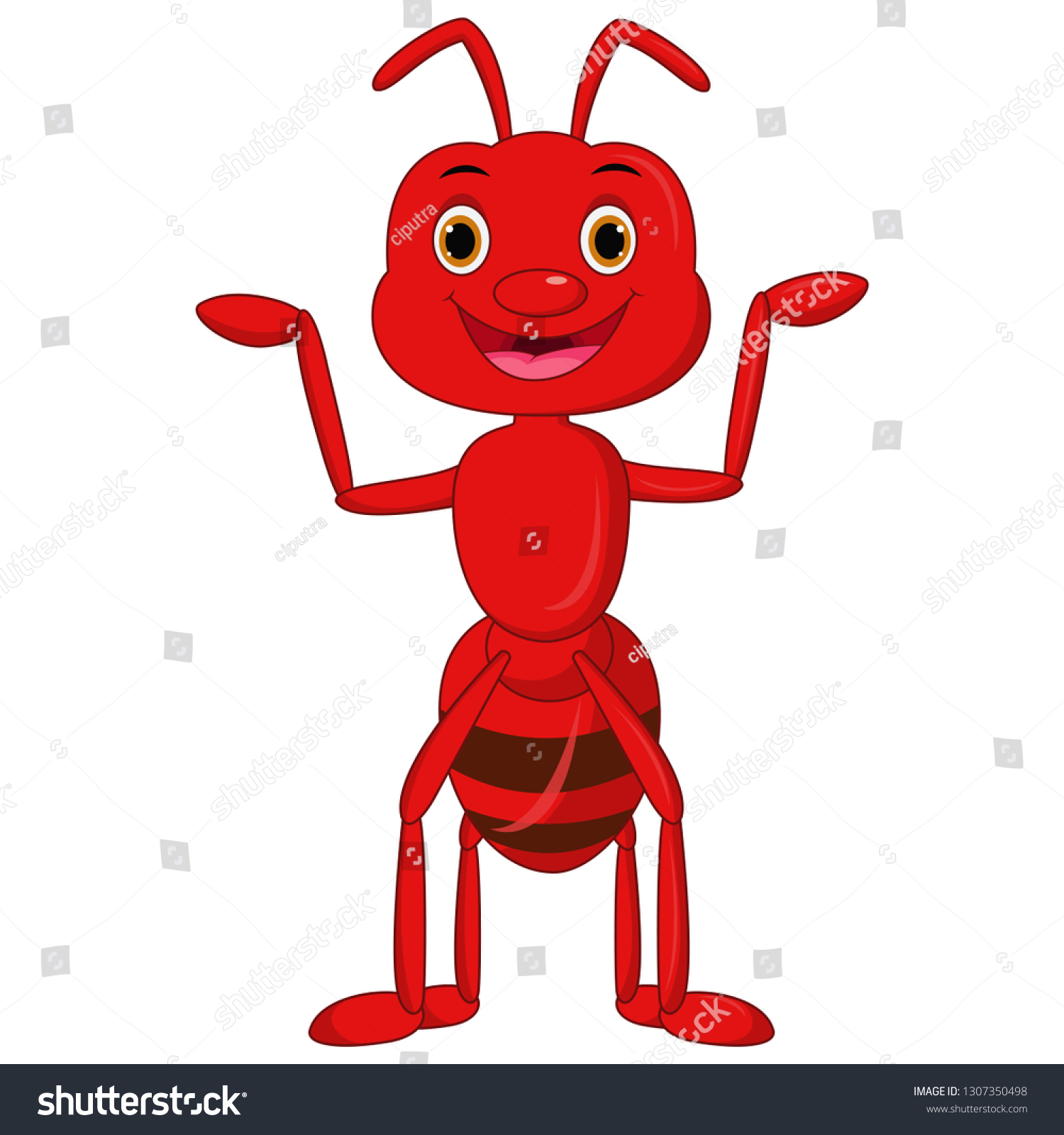 Cute Ant Cartoon Waving Stock Vector (Royalty Free) 1307350498 ...