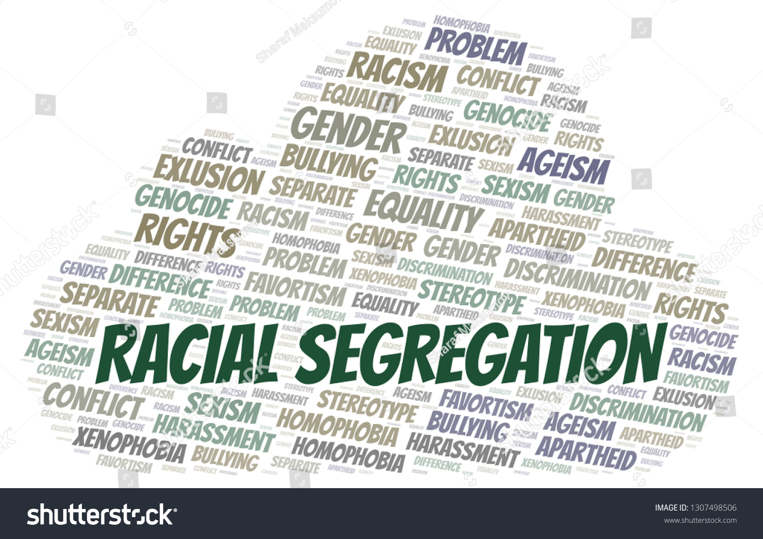 Racial Segregation Type Discrimination Word Cloud Stock Illustration 1307498506 Shutterstock 0520