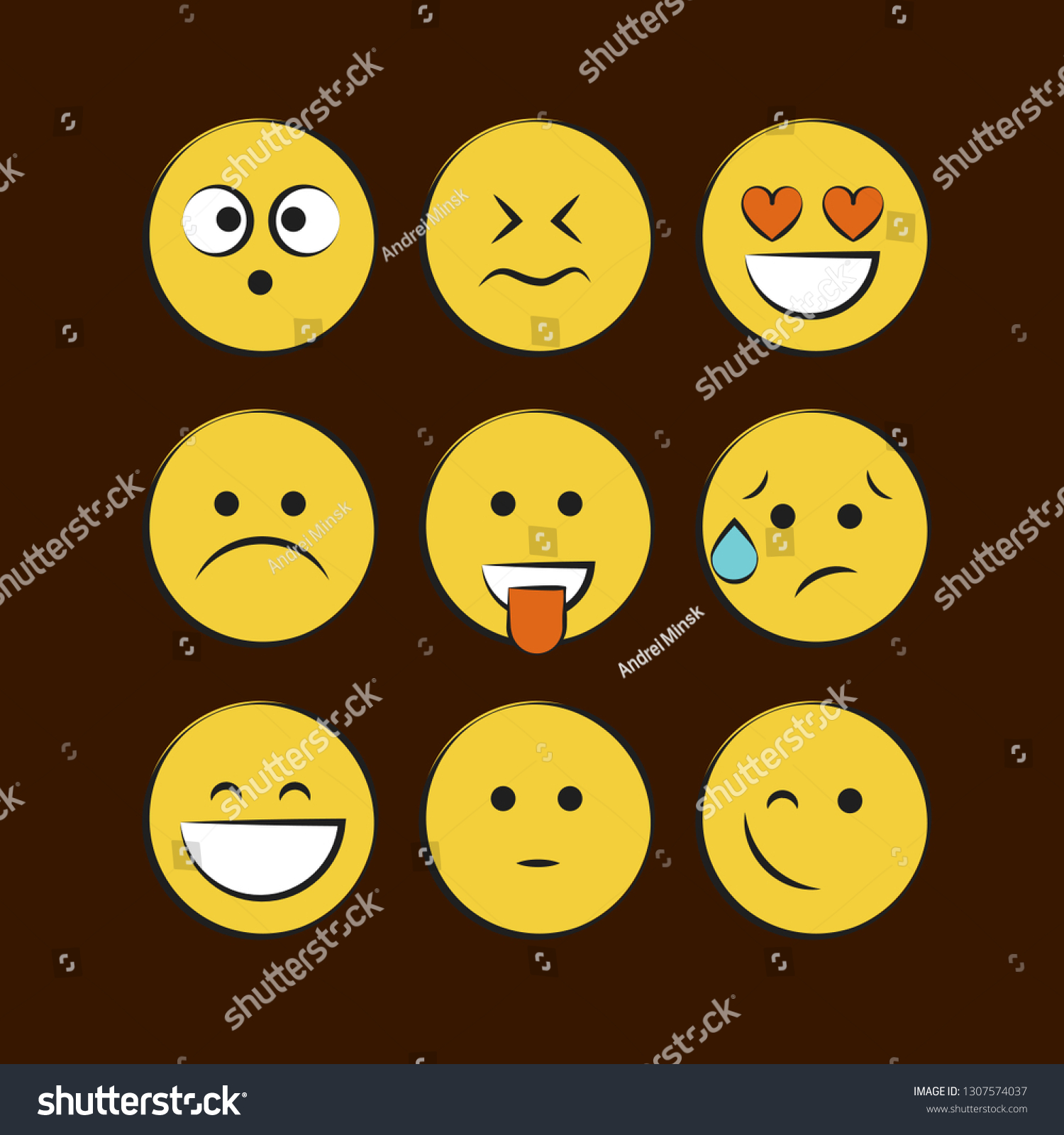 Set Smile Icons Emoji Emoticons Stock Vector (Royalty Free) 1307574037 ...