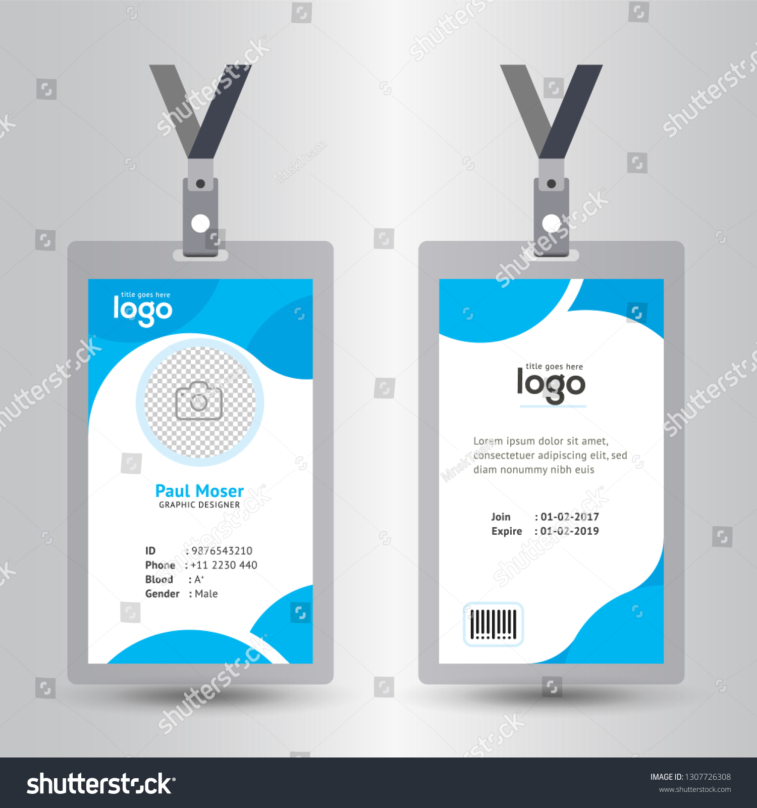 Identification Card Lanyard Set Isolated Vector Stock Vector (Royalty ...