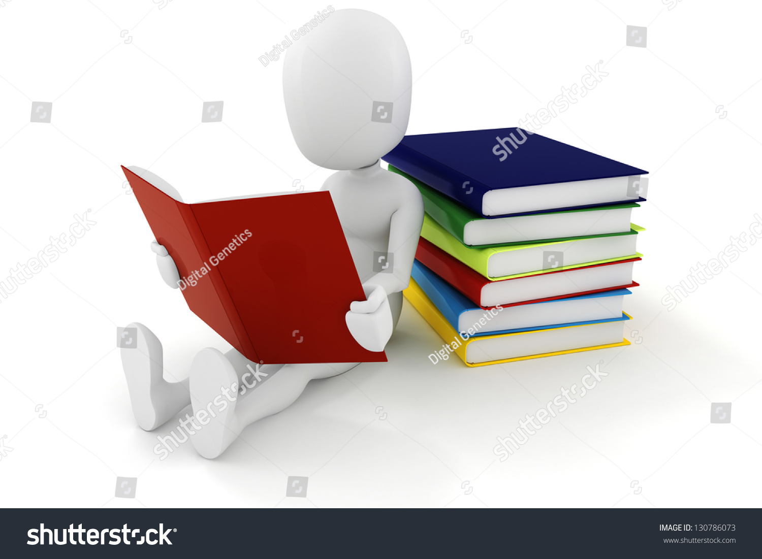 3d Man Reading Book On White Stock Illustration 130786073 | Shutterstock