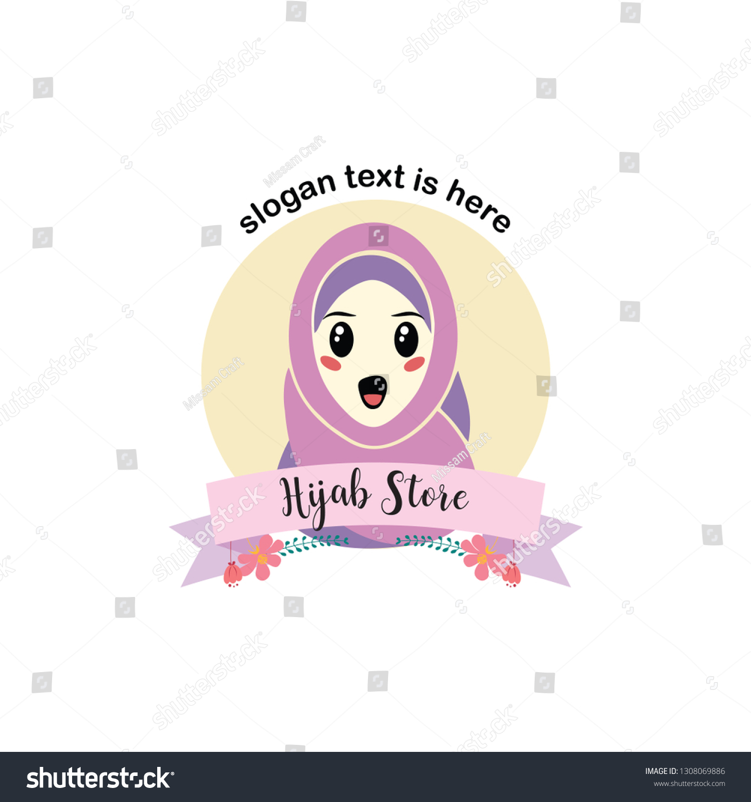 Hijab Logo Cute Girl Stock Vector (Royalty Free) 1308069886 | Shutterstock