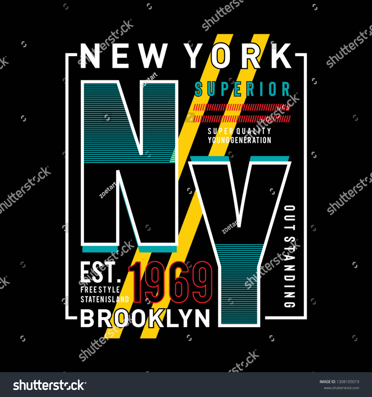 Ny Brooklyn Typography Design Tshirt Graphic Stock Vector (Royalty Free ...