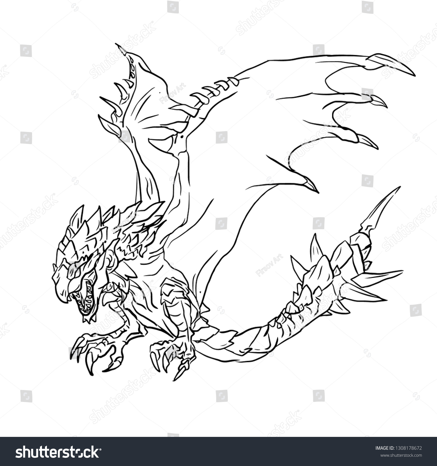 Dragon Coloring Book Stock Vector (Royalty Free) 1308178672 | Shutterstock