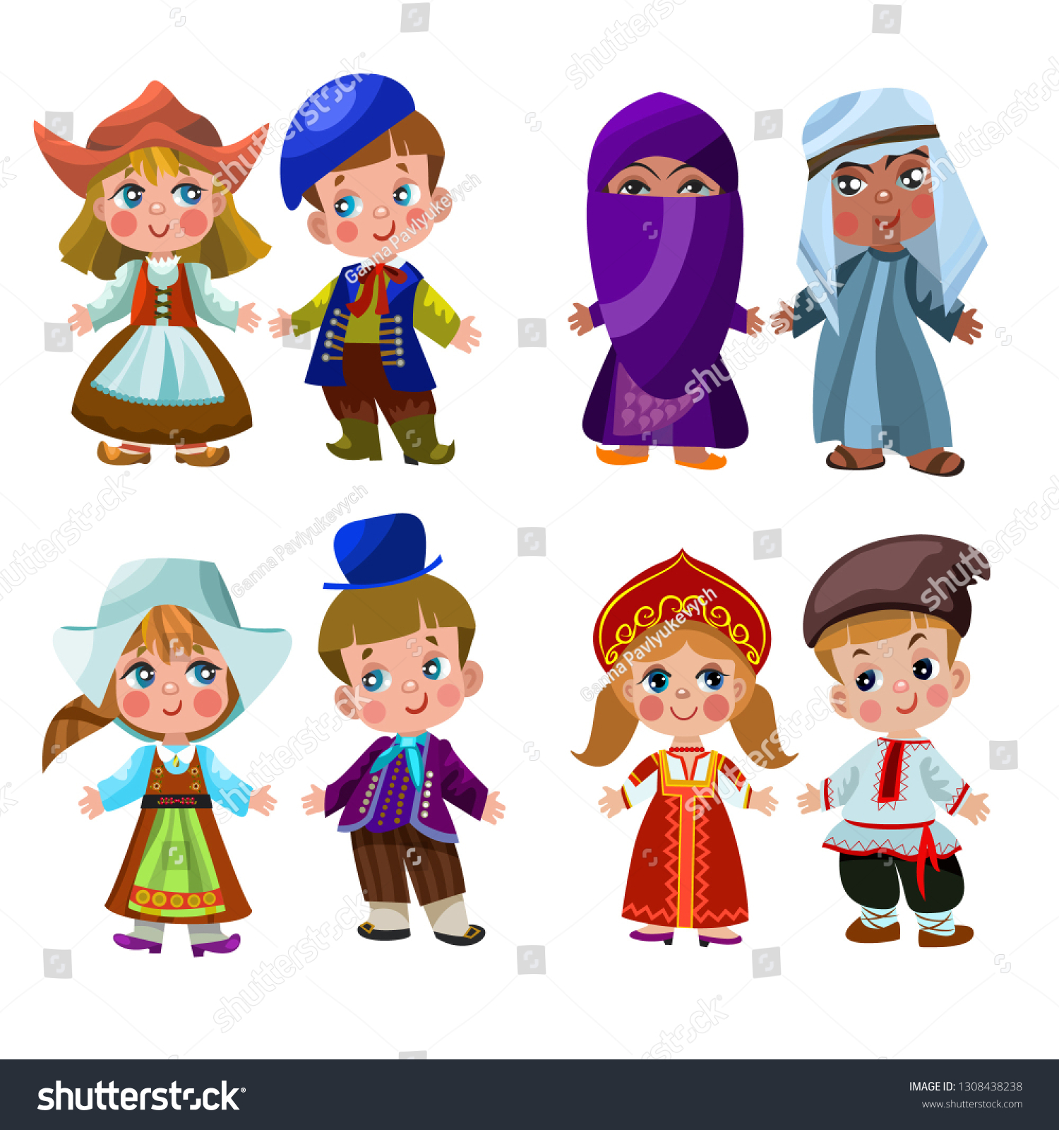 Cartoon Children Traditional Dress Isolated On Stock Vector (Royalty ...