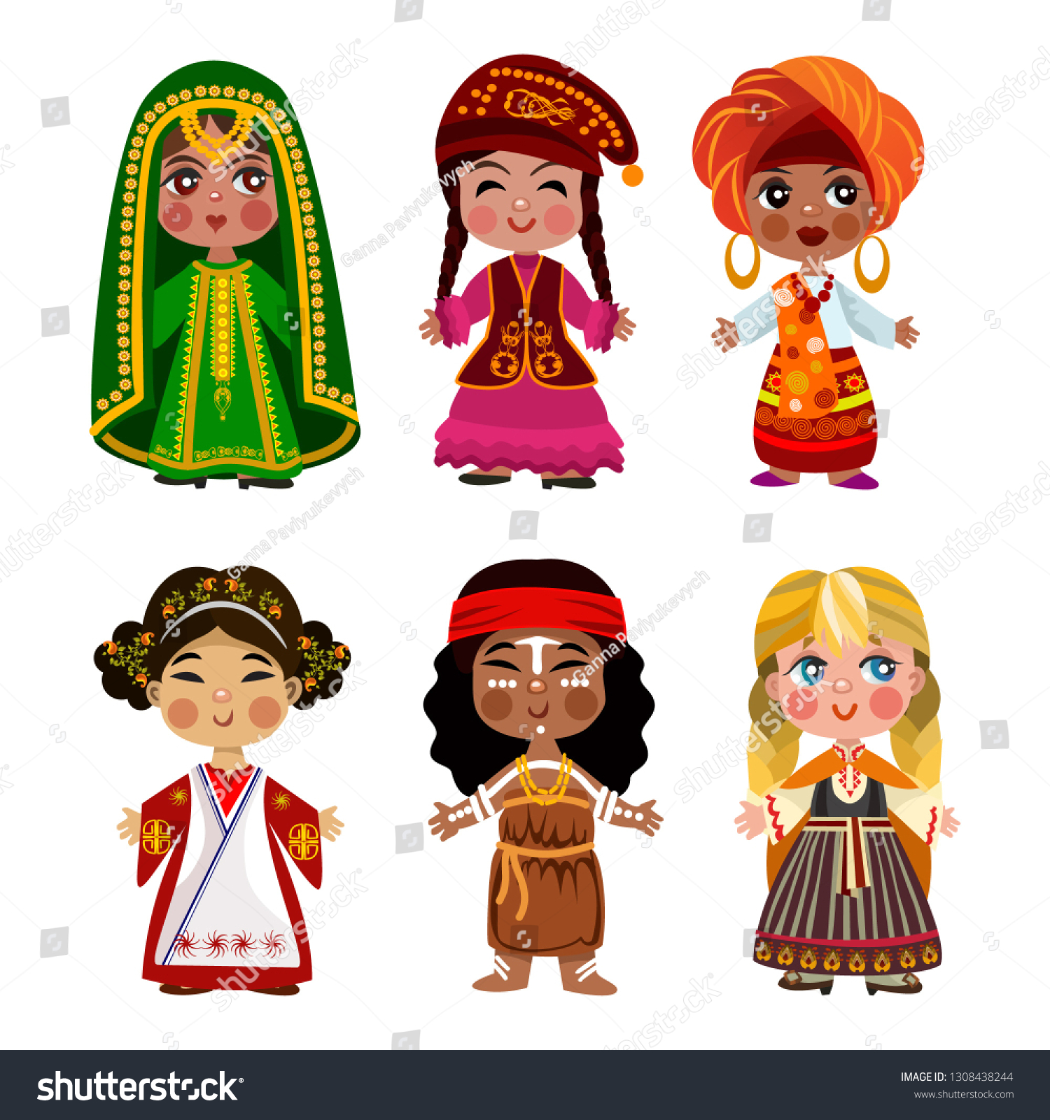 Cartoon Children Traditional Dress Isolated On Stock Vector (Royalty ...