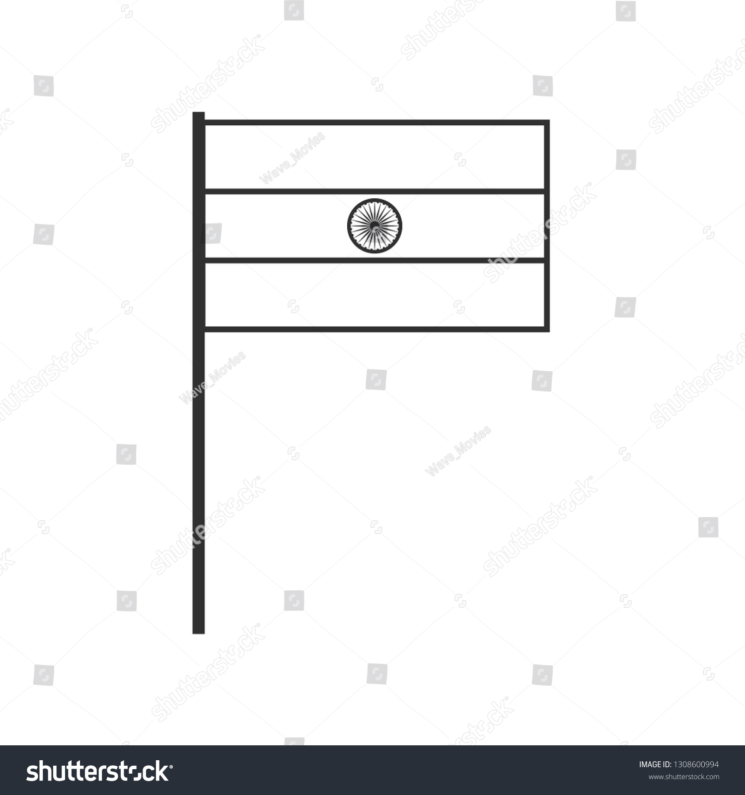 India Flag Icon Black Outline Flat Stock Vector (Royalty Free ...