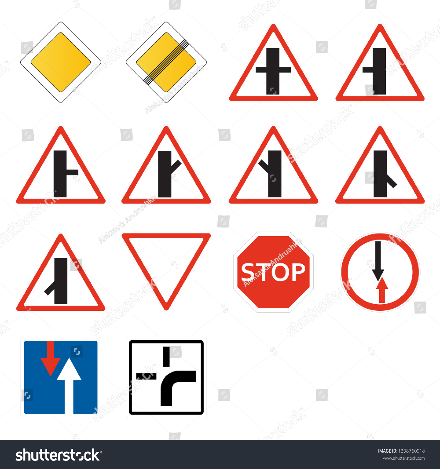 Road Signs Set Priority Traffic Signs Stock Vector (Royalty Free ...