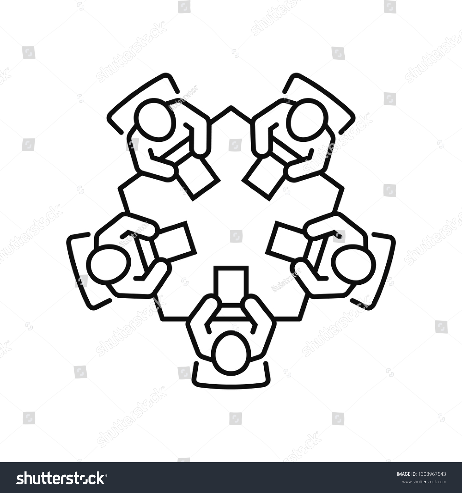 Business Meeting Teamwork Icon Group Five Stock Vector (Royalty Free ...