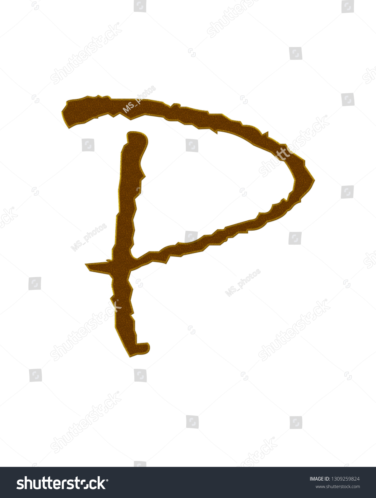 Letter Alphabet P Gold Glitter On Stock Illustration 1309259824 ...