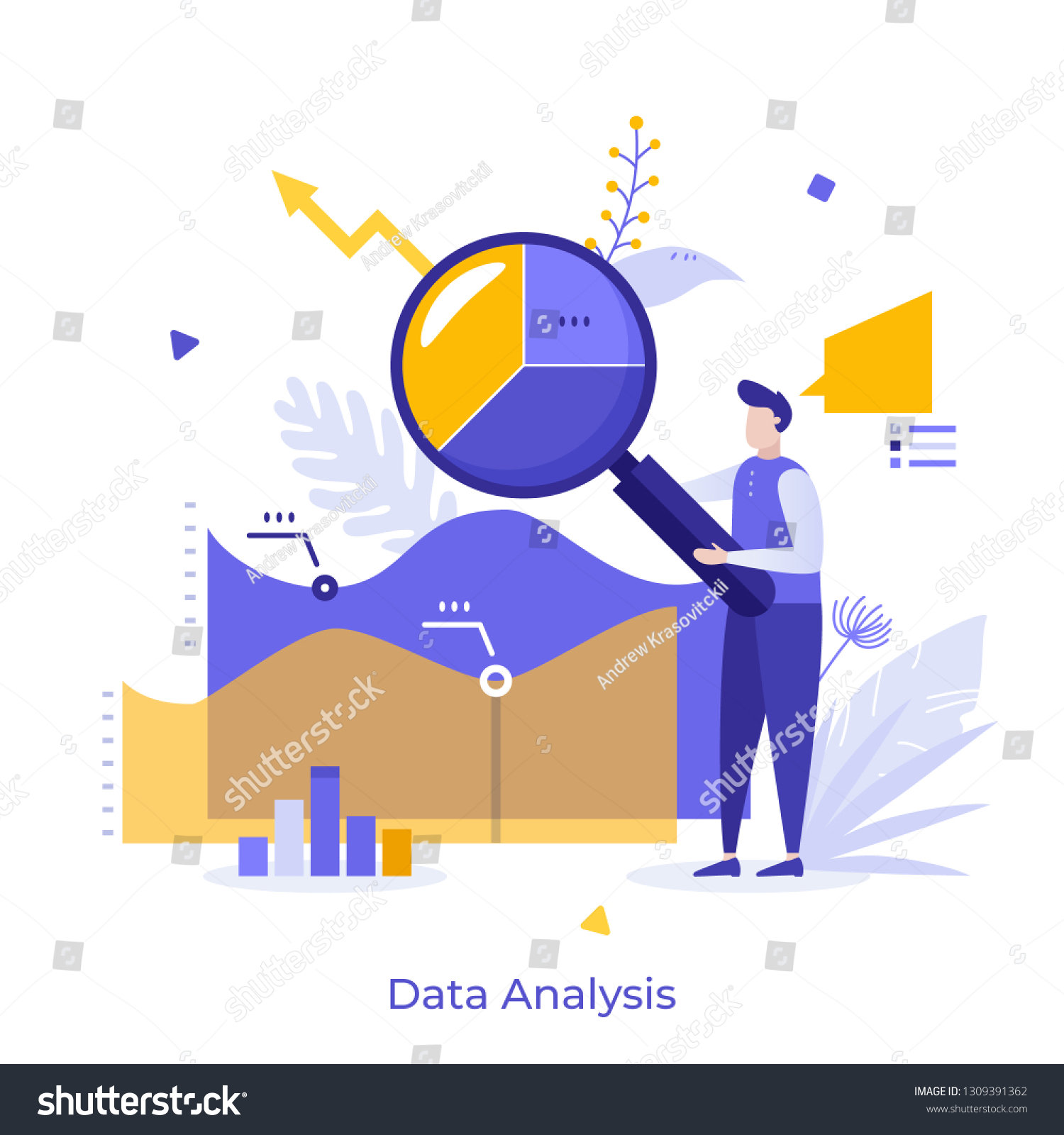 Man Holding Giant Magnifying Glass Analyzing Stock Vector (Royalty Free ...