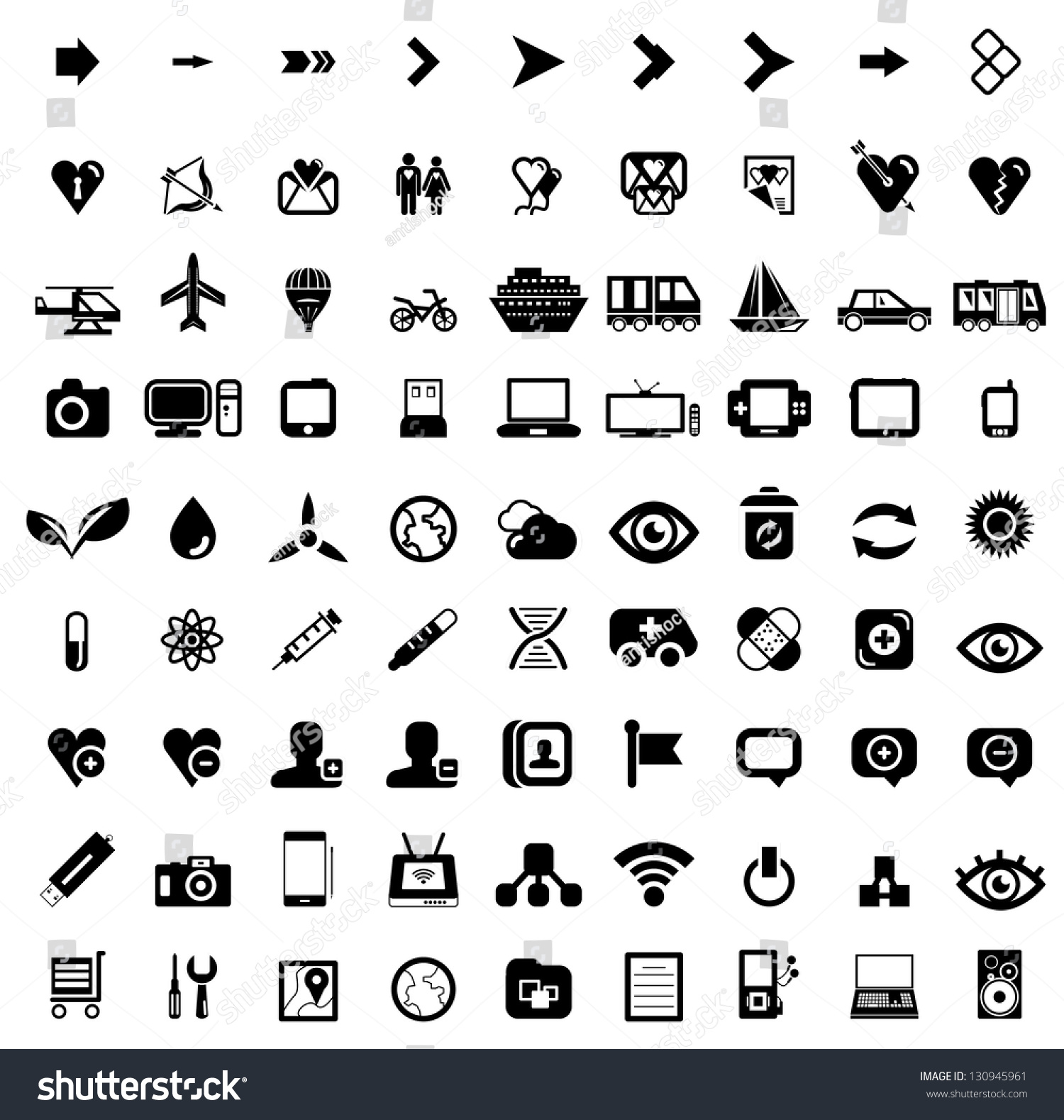 Set Black Web Icons Isolated On Stock Vector (Royalty Free) 130945961