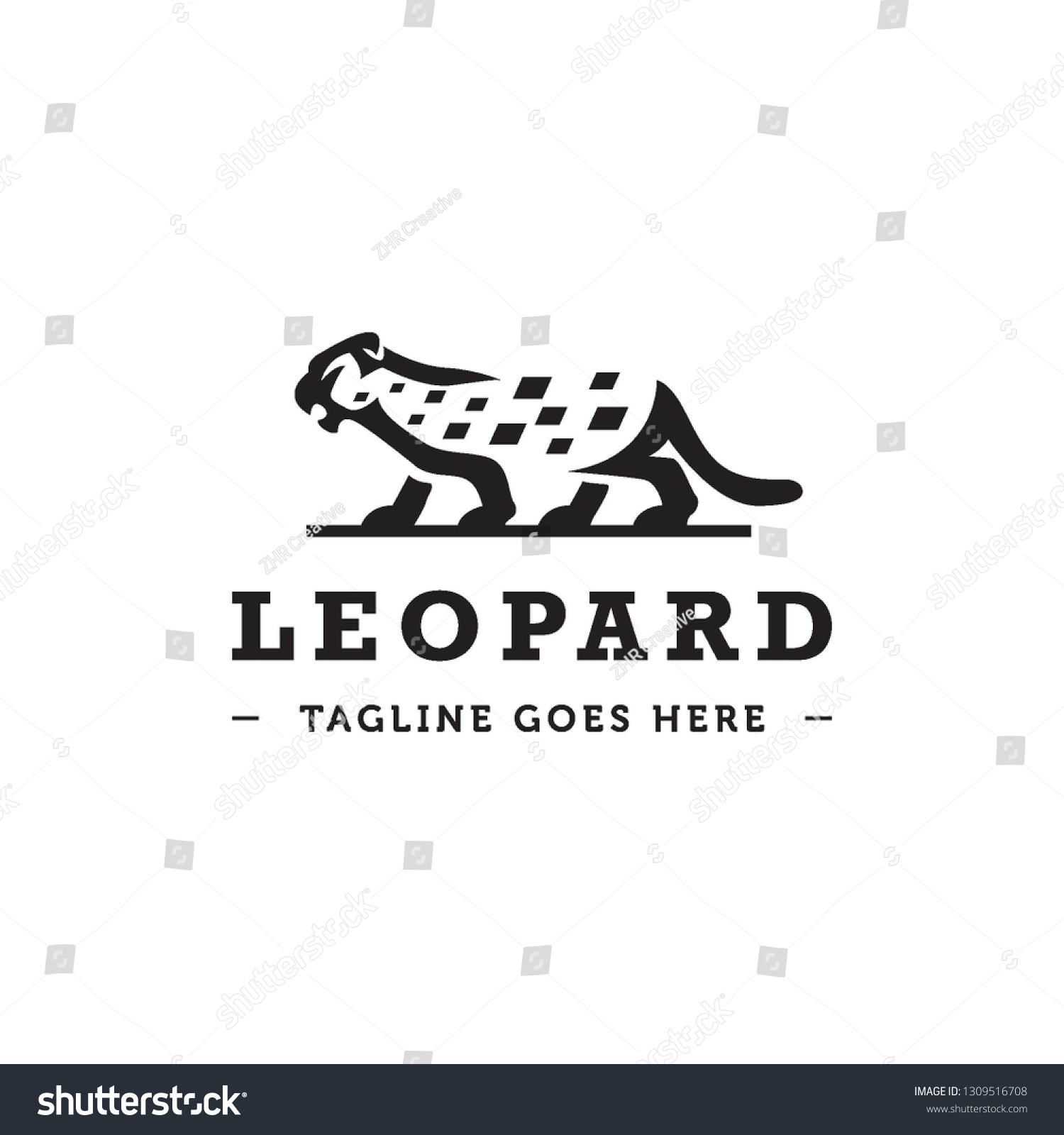 Black Flat Snow Leopard Logo Icon Stock Vector (Royalty Free ...