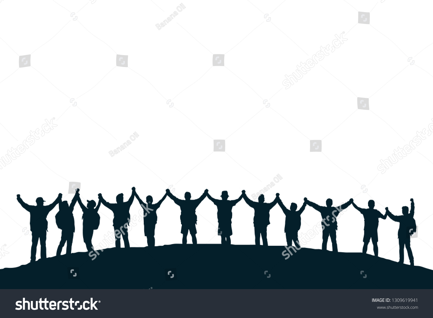 Silhouette Team Young Man Celebrating Success Stock Vector (Royalty ...