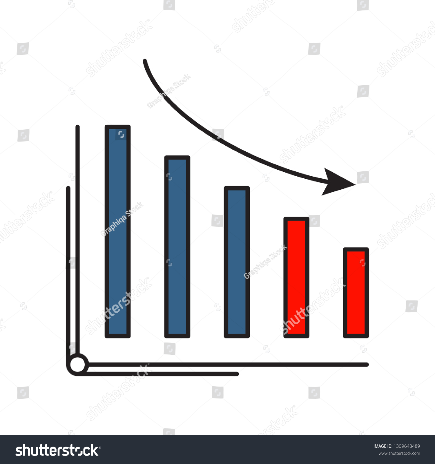 Decrease Icon Business Finance Outline Filled Stock Vector (Royalty ...