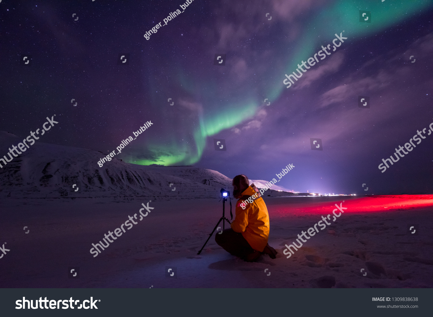 Polar Arctic Northern Lights Hunting Aurora Stock Photo 1309838638 ...