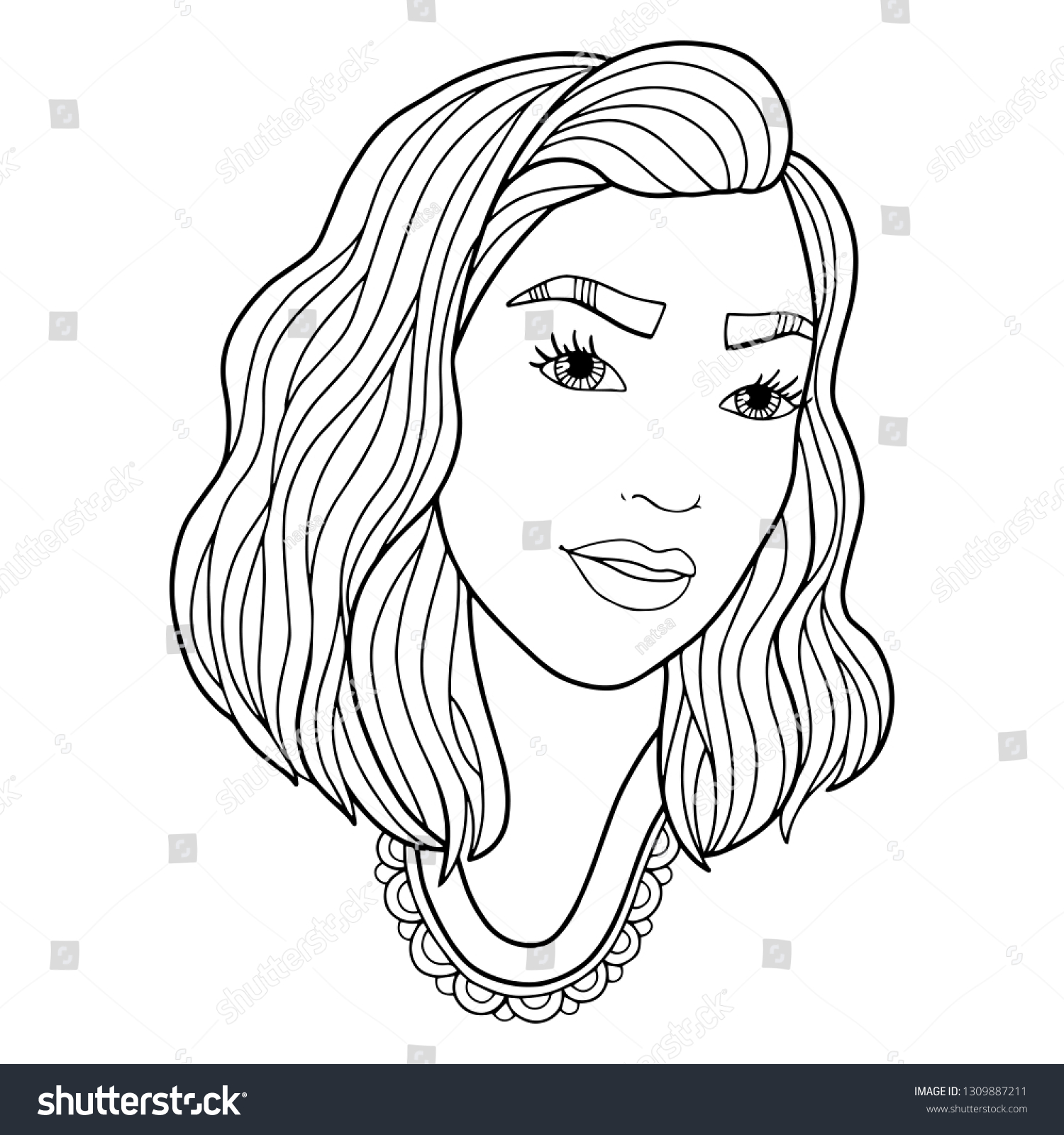 Portrain Young Woman Messy Bob Haircut Stock Vector (Royalty Free ...