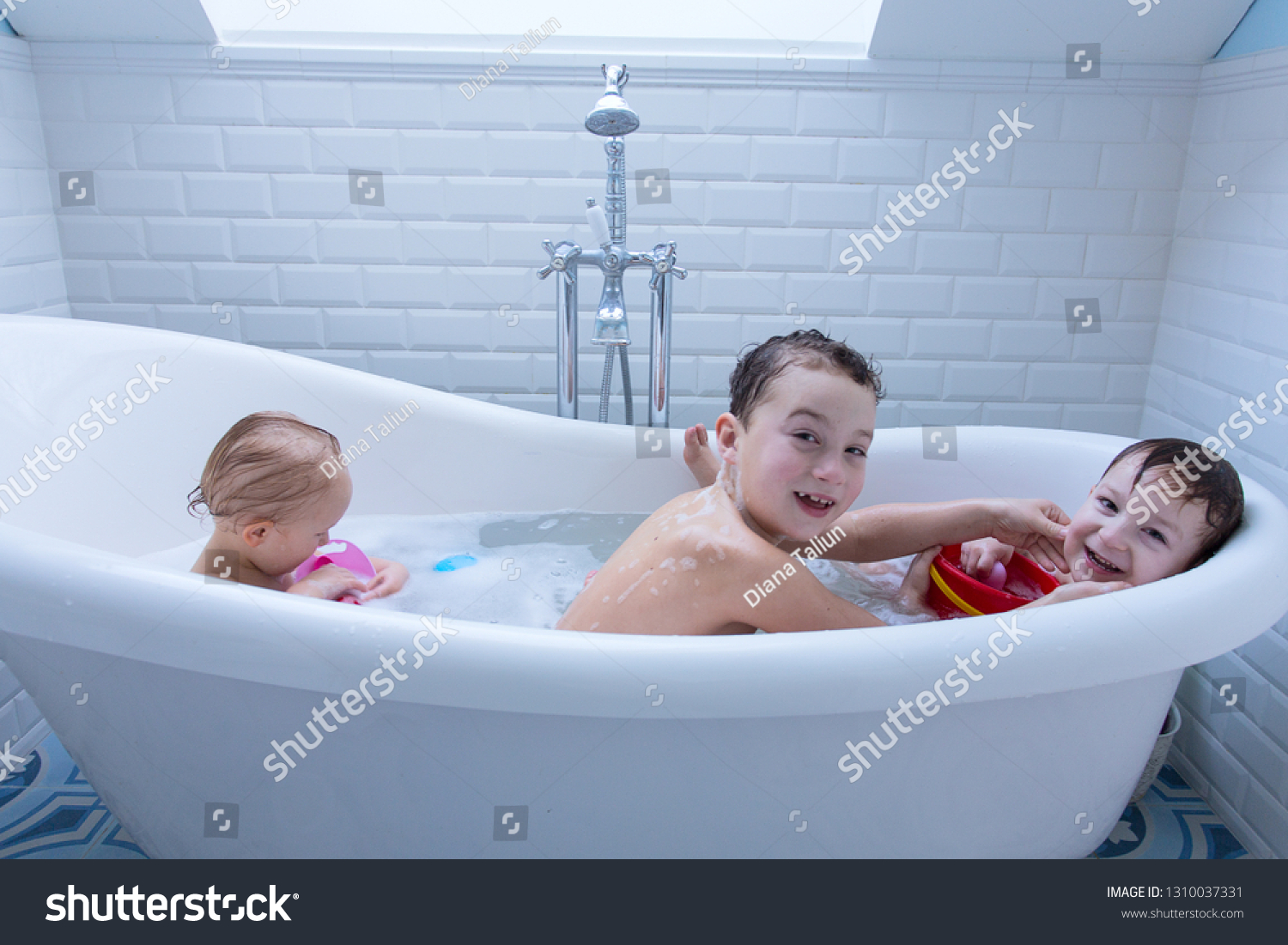 Siblings Bathing Smile Stock Photo 1310037331 Shutterstock Siblings Bathing Smile Stock Photo 1310037331 Shutterstock
