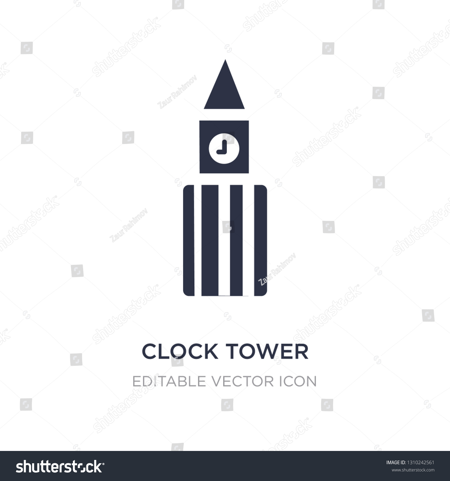 Clock Tower Icon On White Background Stock Vector (Royalty Free ...