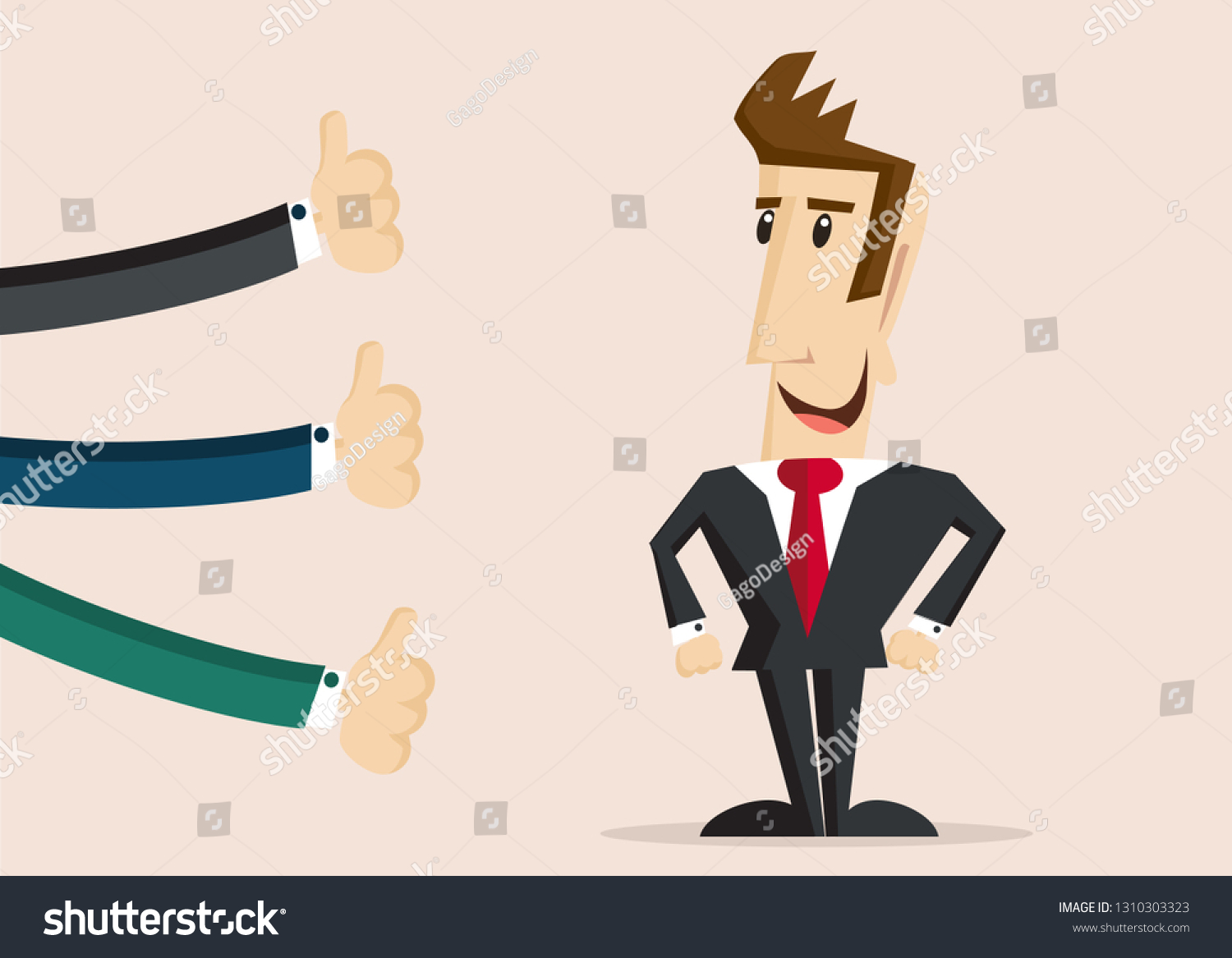 Vector Illustration Successful Businessman Many Hands Stock Vector ...