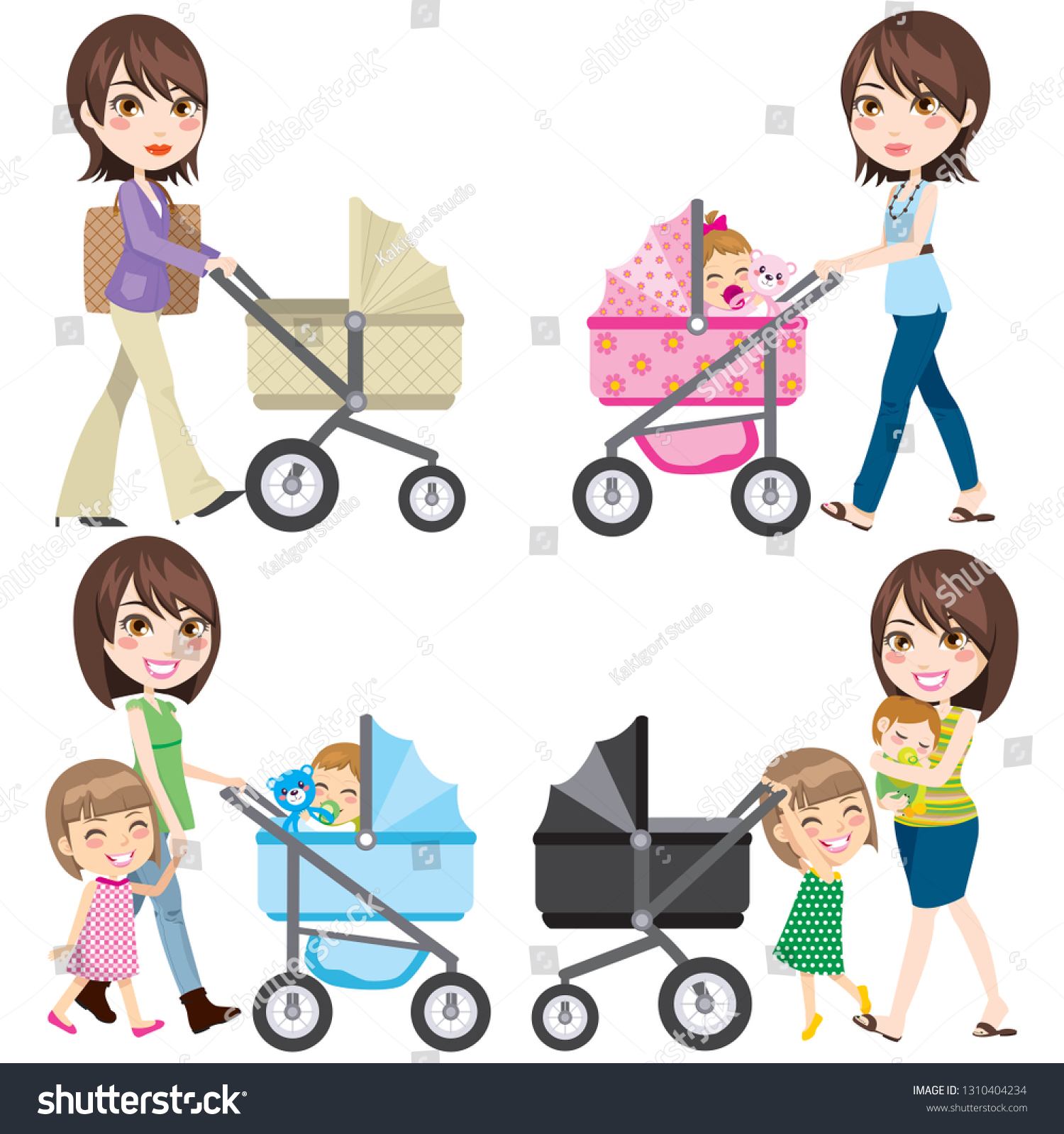Одевалки мама с коляской