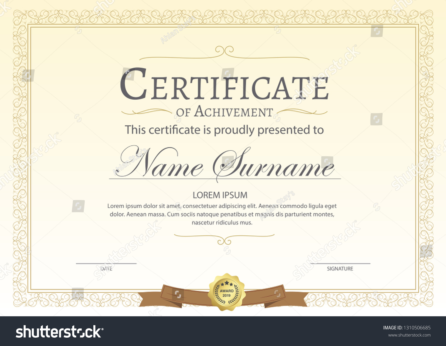 Certificat Bordure de devise du diplôme : image vectorielle de stock