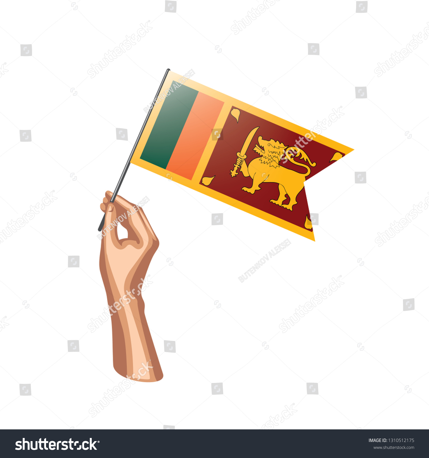 Sri Lanka Flag Hand On White Stock Vector (Royalty Free) 1310512175 ...