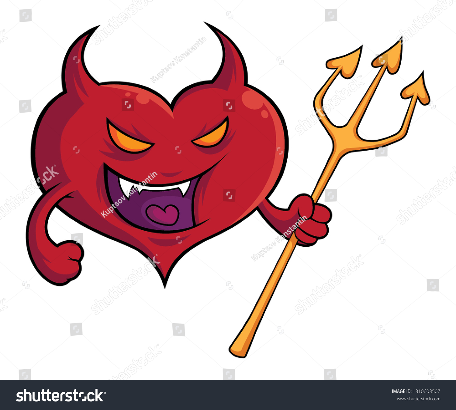 Cartoon Heart Trident Stock Vector (Royalty Free) 1310603507 | Shutterstock