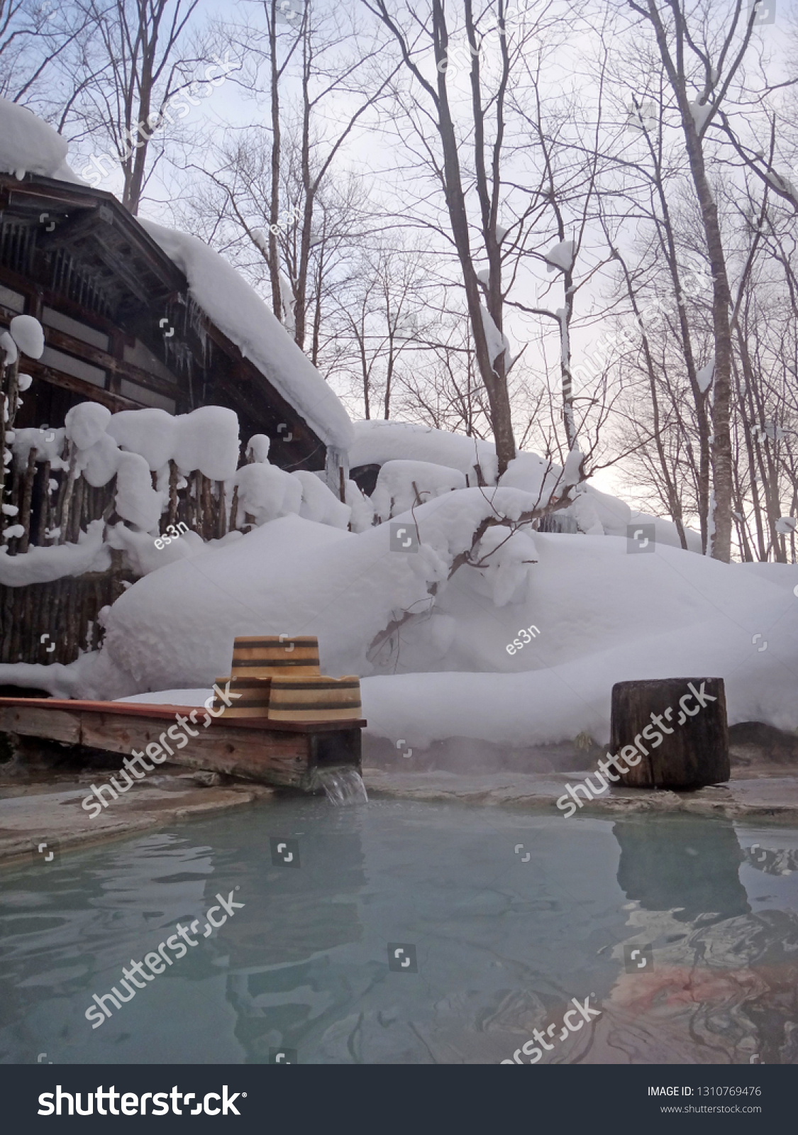 Rotenburo Japanese Traditional Open Air Onsen Stock Photo 1310769476 ...