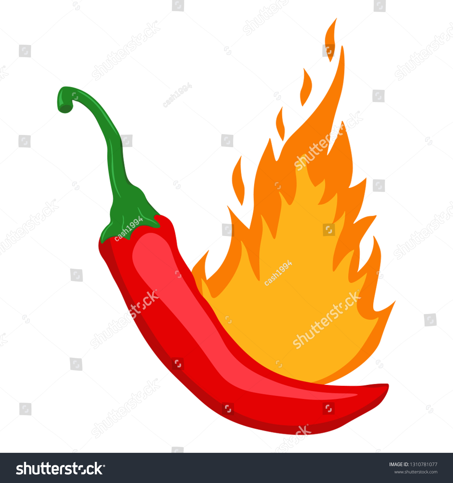 Chilli Fire Pepper Flamed Spicy Pepper Stock Vector (Royalty Free ...