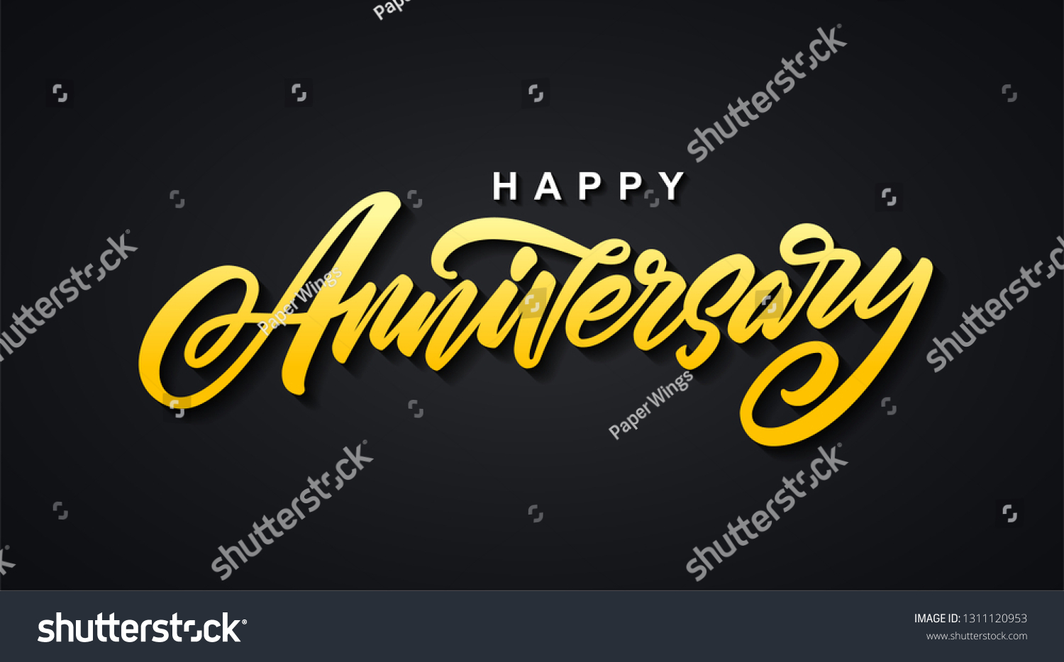 Happy Anniversary Modern Brush Lettering Greeting Stock Vector (Royalty ...