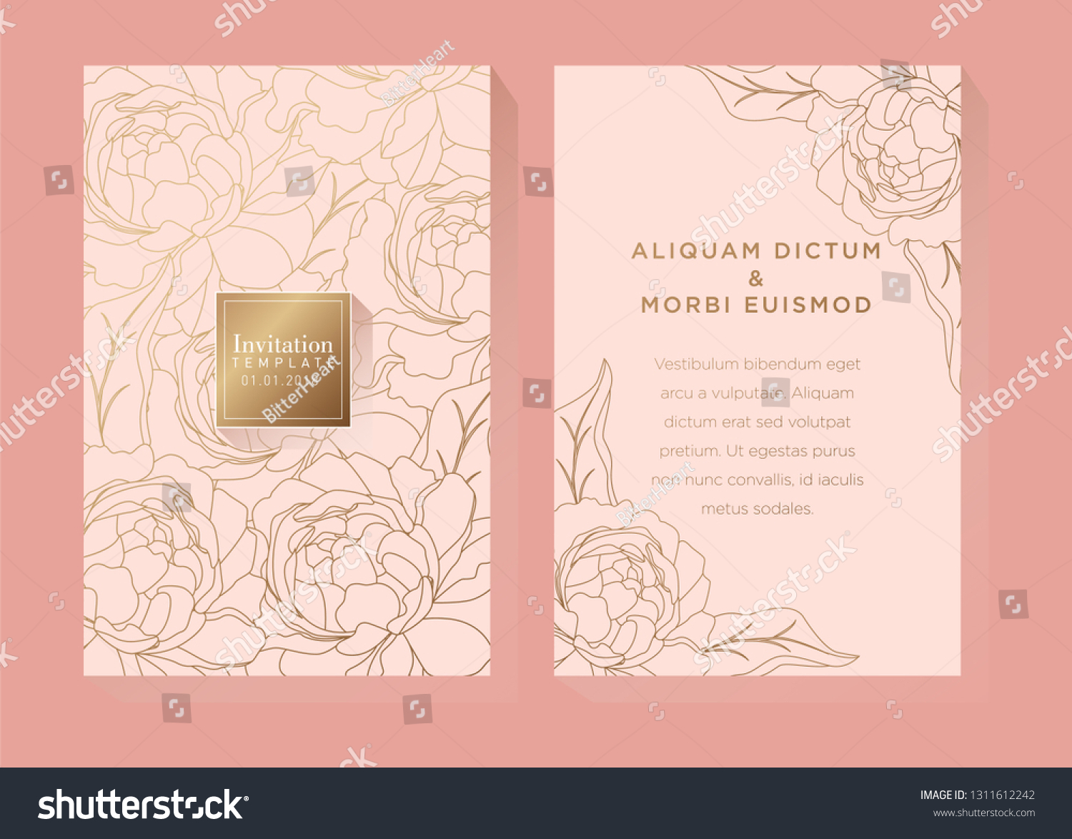 Rose Gold Invitation Template Stock Vector (Royalty Free) 1311612242