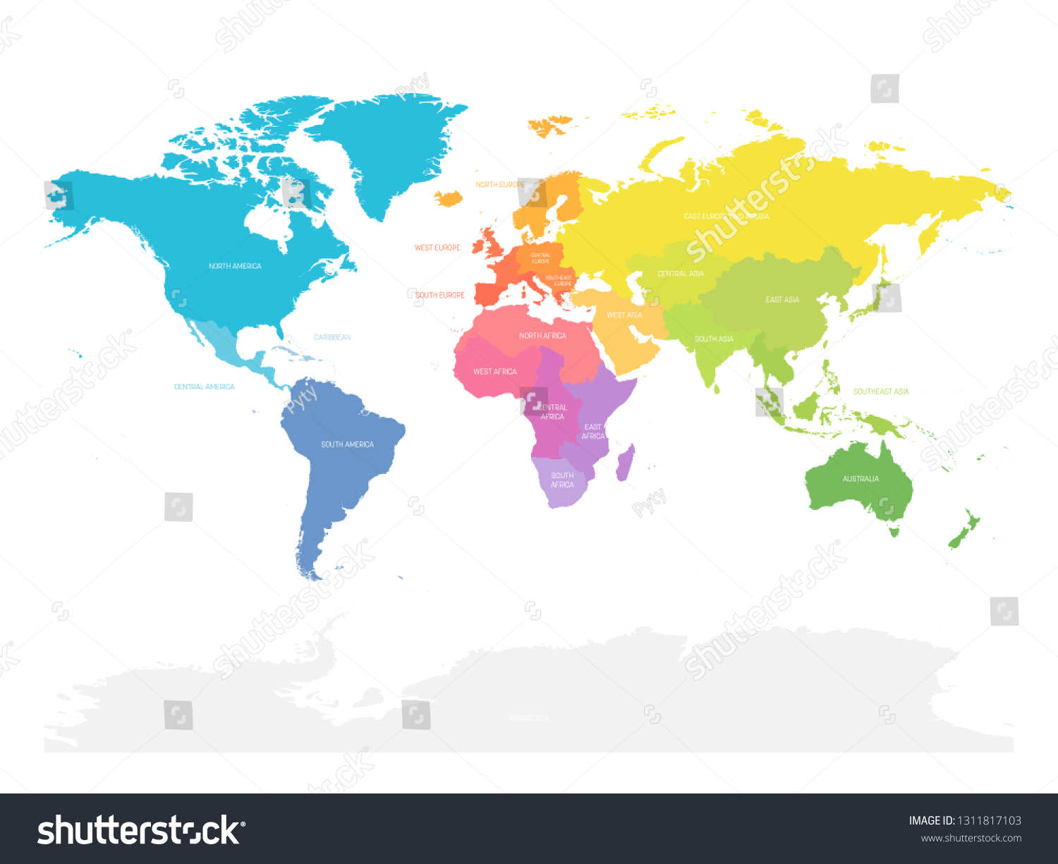 Colorful Map World Doivided Into Regions Stock Vector (Royalty Free ...