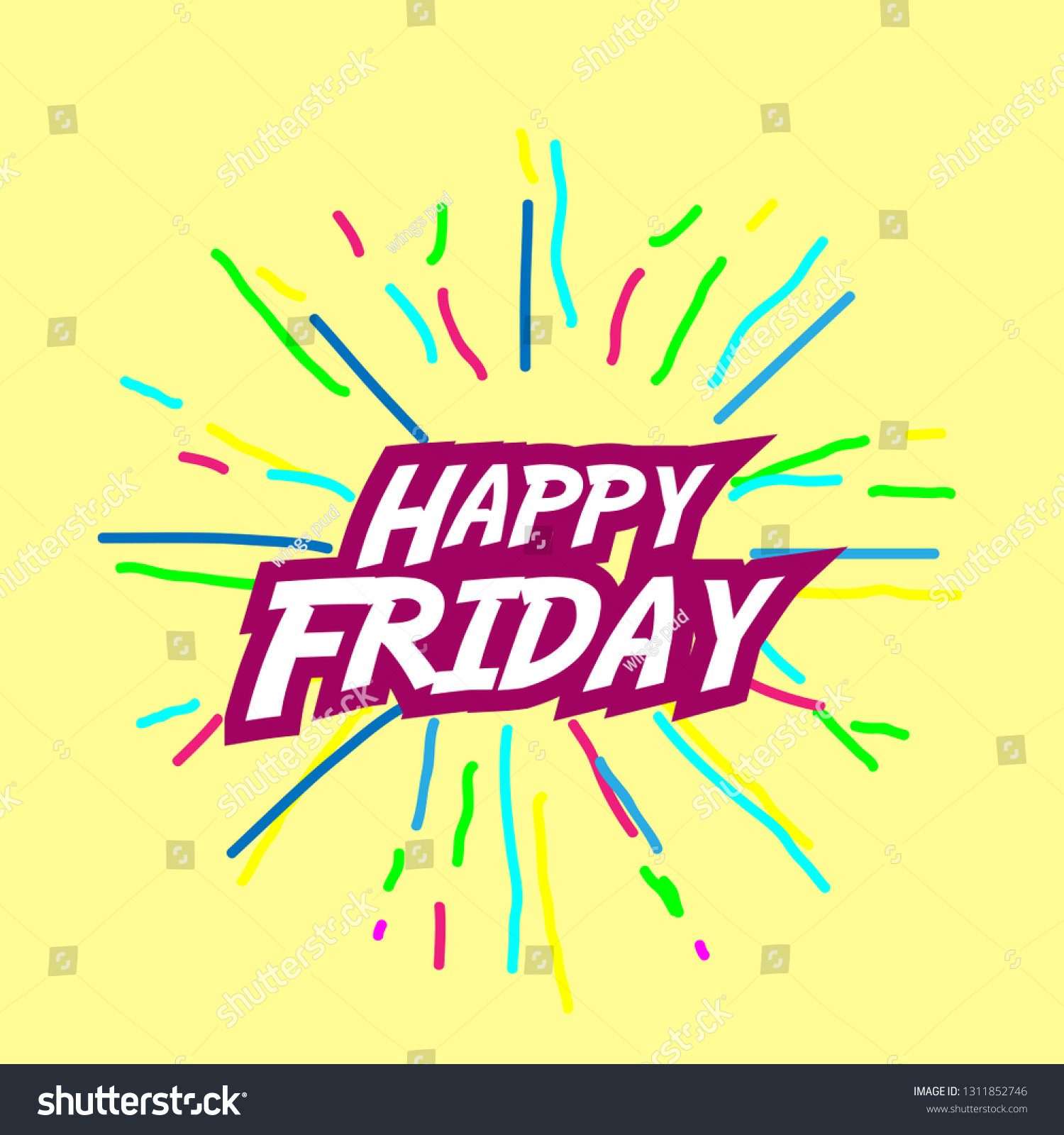 Happy Friday Banner Poster Holiday Confetti Stock Vector (Royalty Free ...