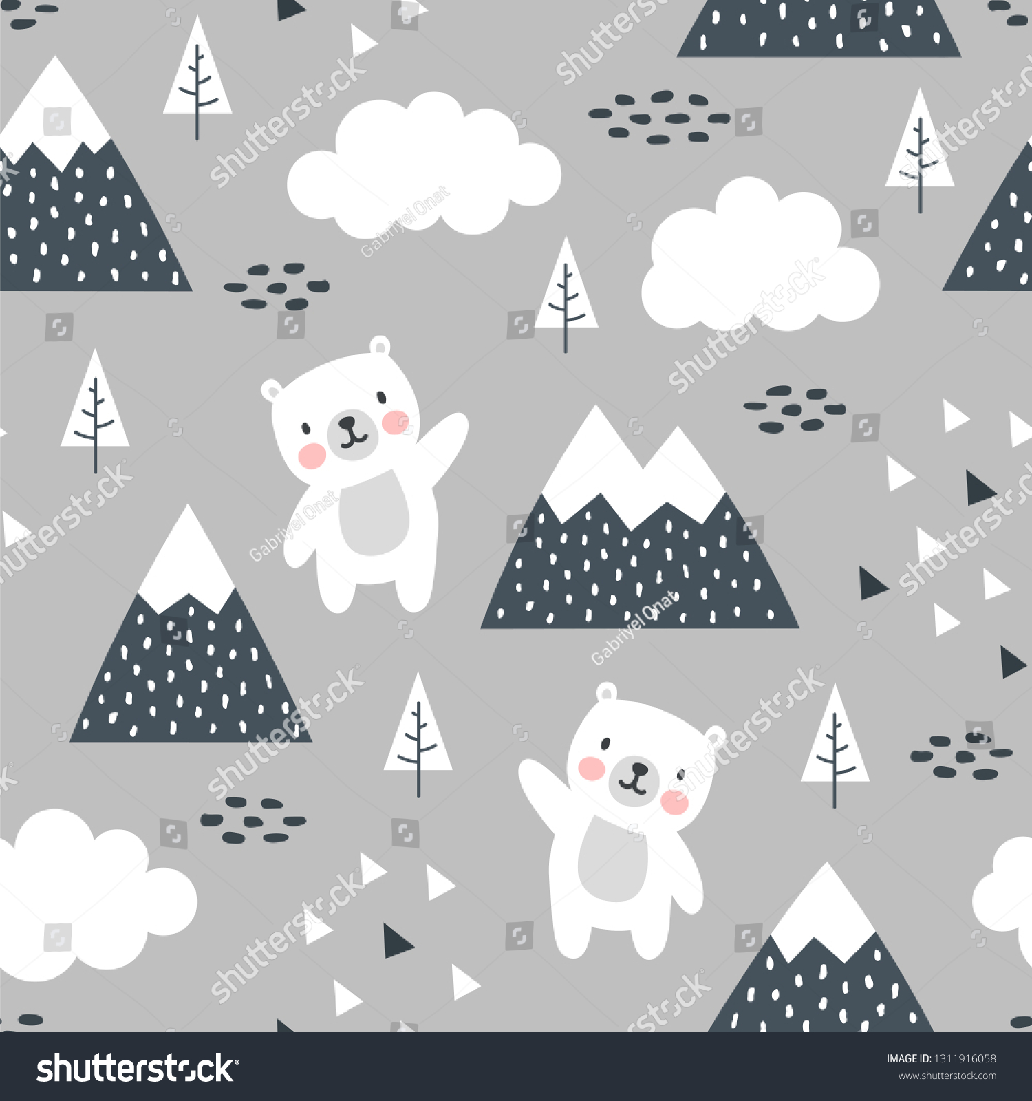 Teddy Bear Seamless Pattern Background Happy Stock Vector (Royalty Free ...