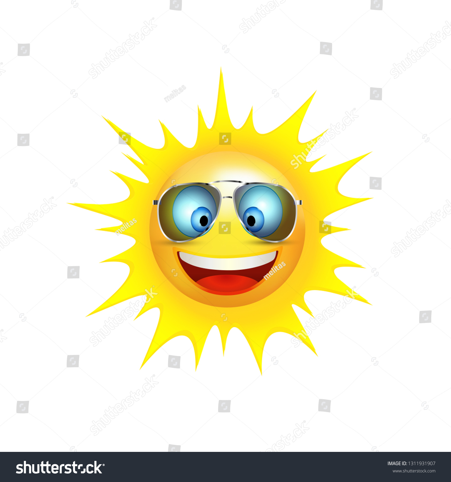 Cartoon Sun Smiling Trend Sunglasses Emoticon Stock Illustration ...