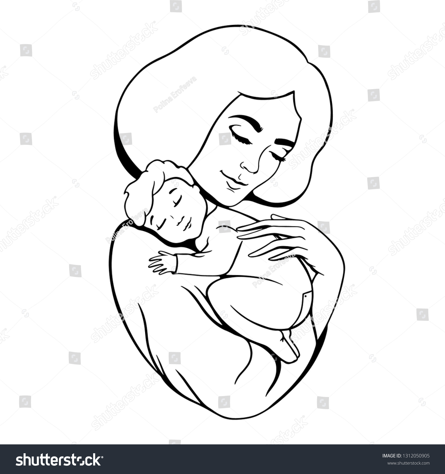 Mother Baby Vector Silhouette Stock Vector (Royalty Free) 1312050905 ...