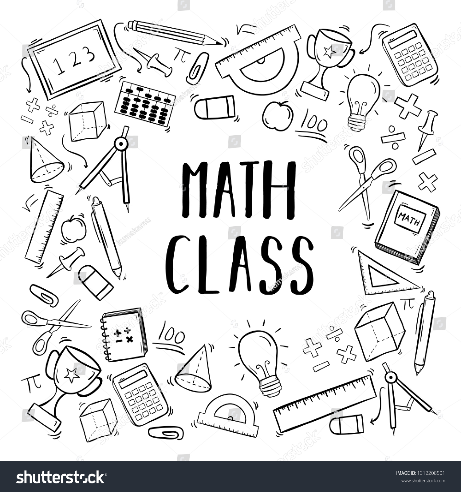 Hand Drawn Education School Math Class Stock Vector (Royalty Free ...