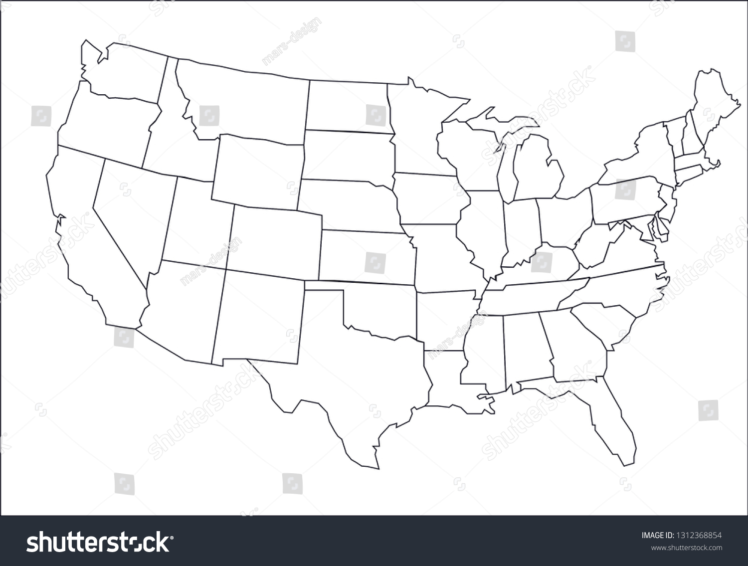 Vektor Stok United States Map Drawing Country Maps Tanpa Royalti 1312368854 Shutterstock 1470