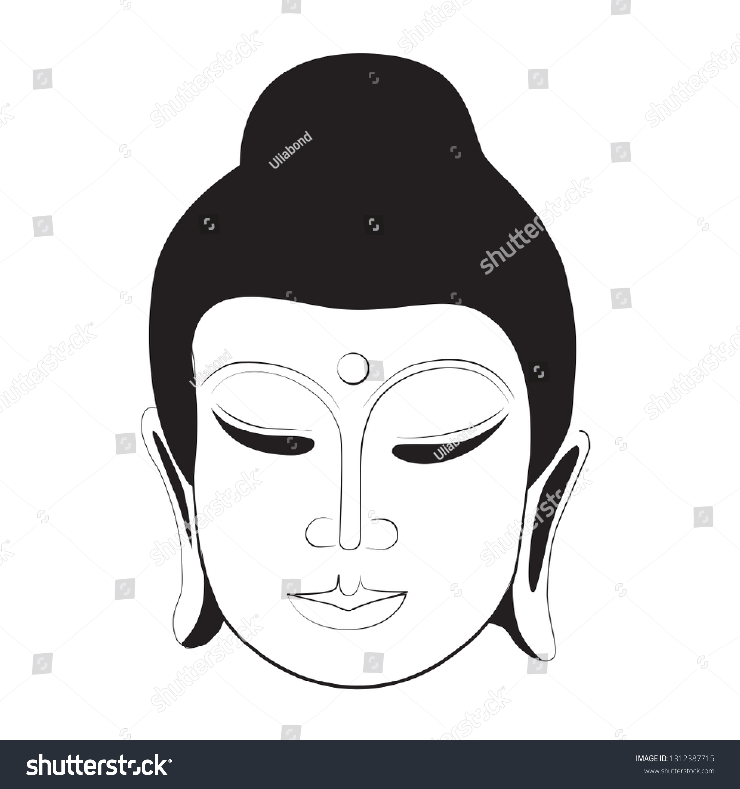 buddha face black and white