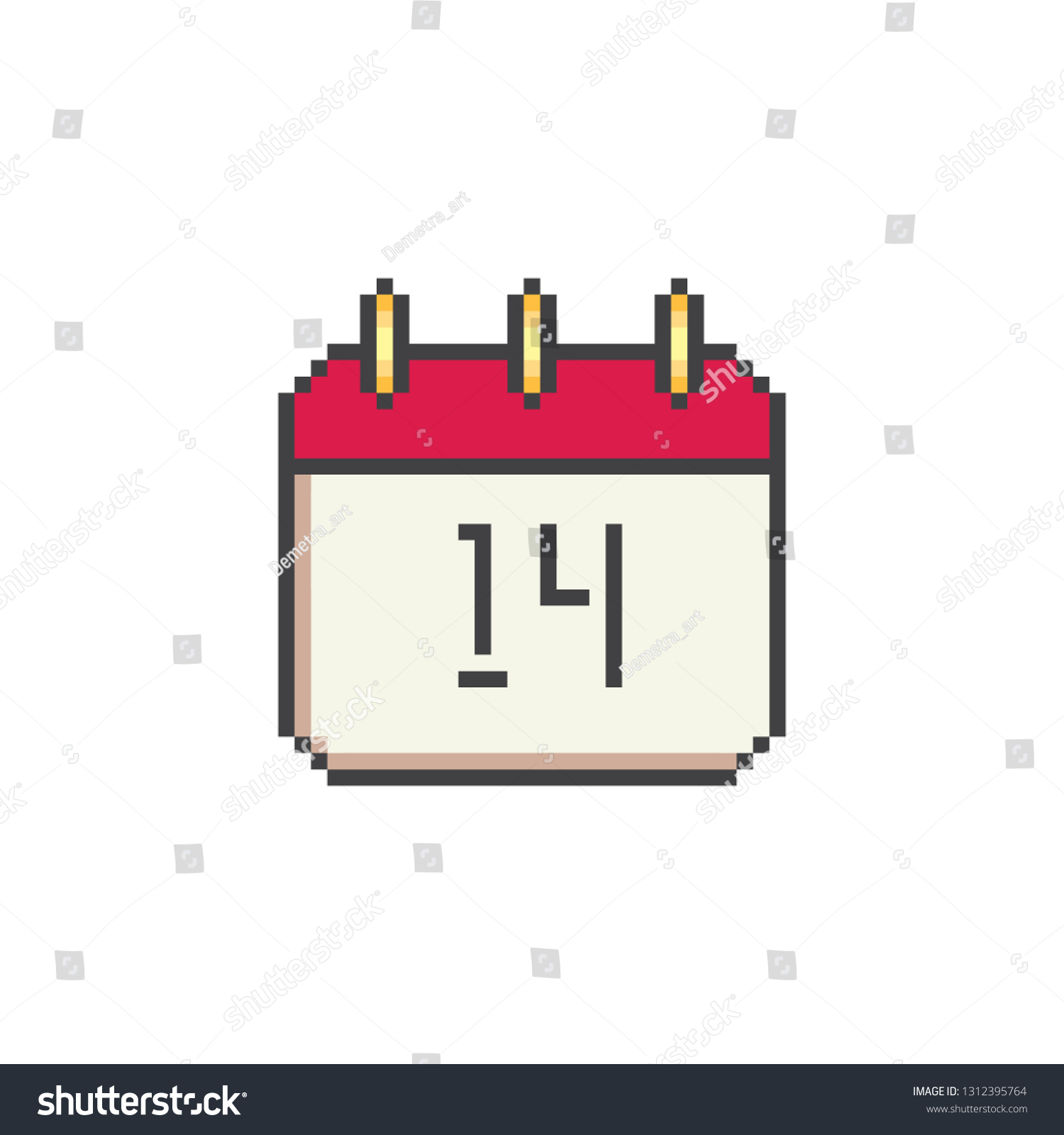 Pixel Art Calendar Vector Icon Set Stock Vector (Royalty Free
